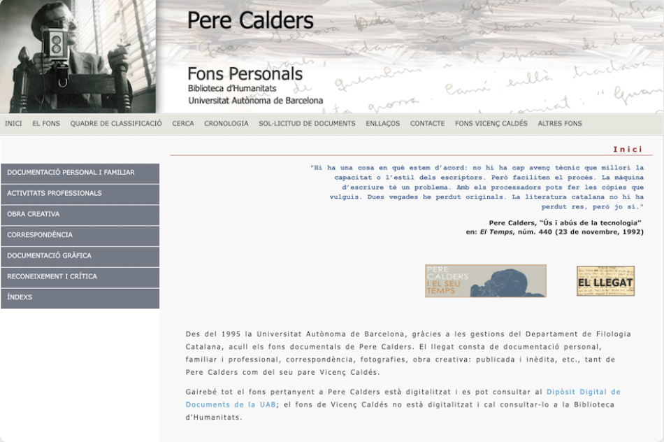 Fons personal a la Biblioteca d'Humanitats de la UAB